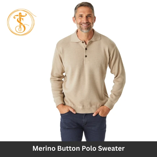 Classic Merino Wool Button Polo Sweater